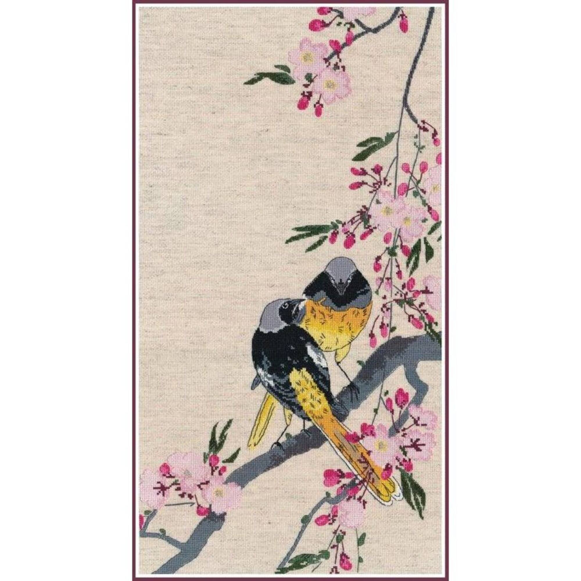 Oven Redstarts On A Cherry Branch Cross Stitch Kit